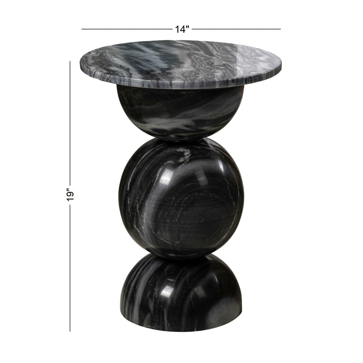 Boho 19" Modern Natural Marble Handmade Stacked Round Pedestal End Table