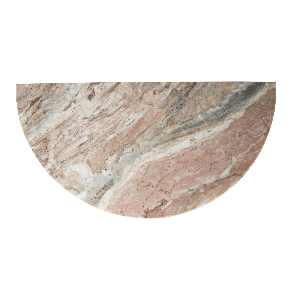 Yarrow 20" Art Deco Minimalist Natural Marble Handmade Demilune Side Table