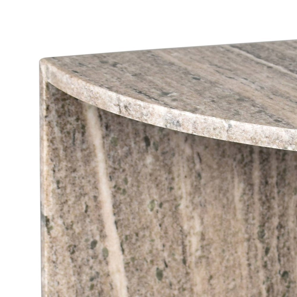 Yarrow 20" Art Deco Minimalist Natural Marble Handmade Demilune Side Table