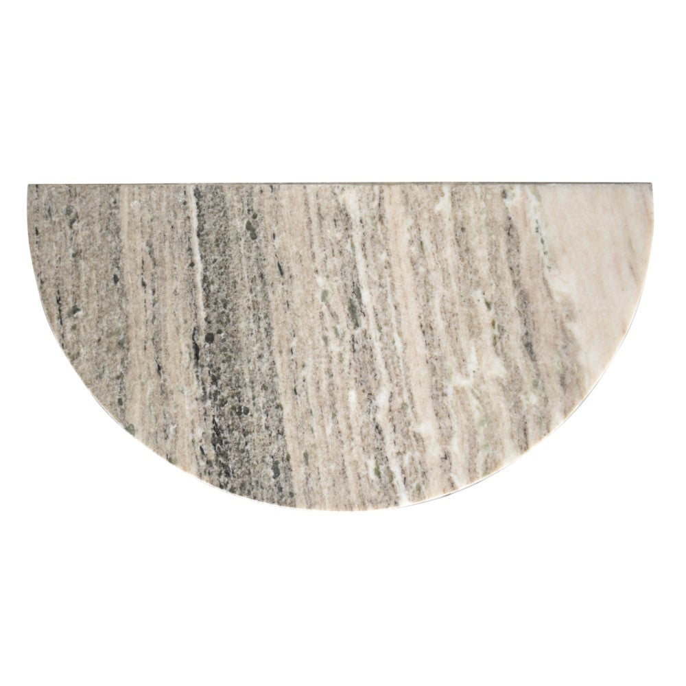 Yarrow 20" Art Deco Minimalist Natural Marble Handmade Demilune Side Table