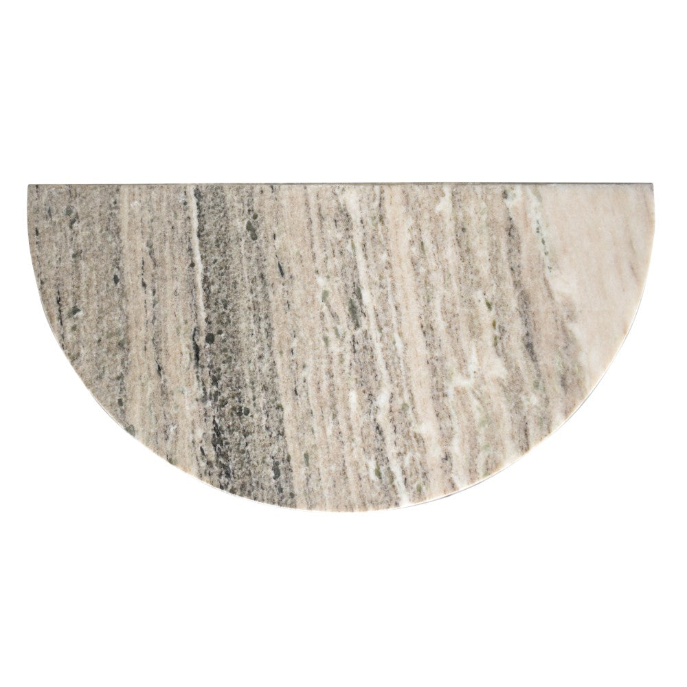Yarrow 20" Art Deco Minimalist Natural Marble Handmade Demilune Side Table