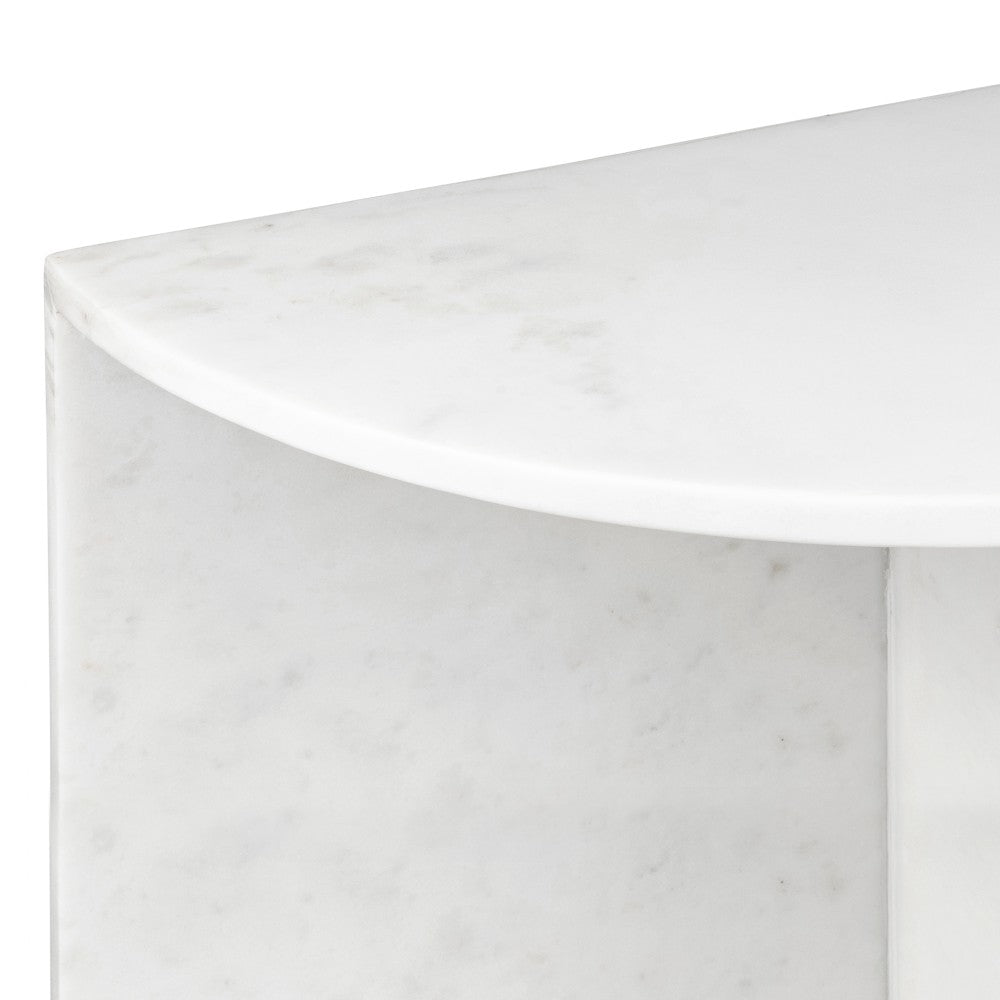 Yarrow 20" Art Deco Minimalist Natural Marble Handmade Demilune Side Table