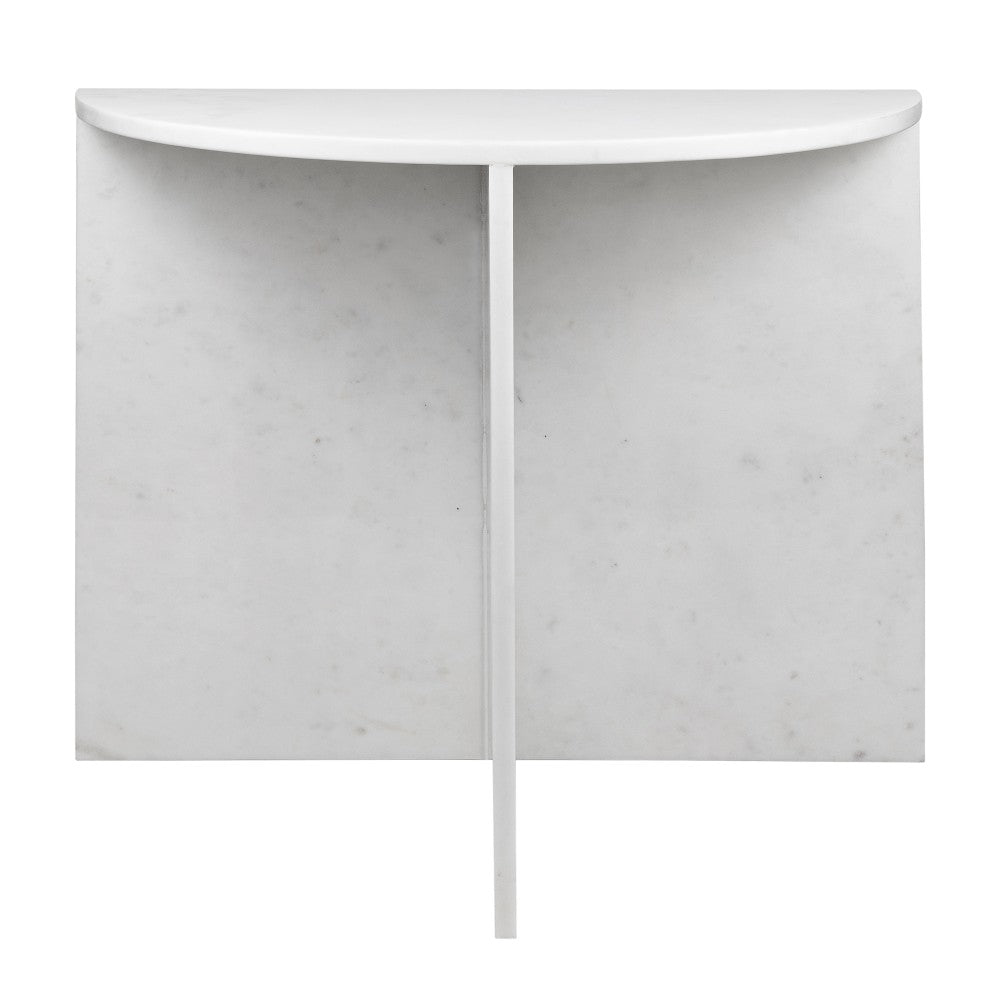 Yarrow 20" Art Deco Minimalist Natural Marble Handmade Demilune Side Table