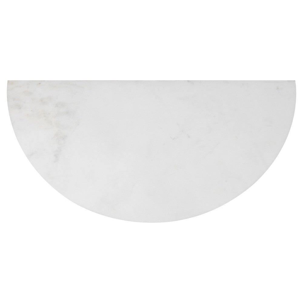 Yarrow 20" Art Deco Minimalist Natural Marble Handmade Demilune Side Table