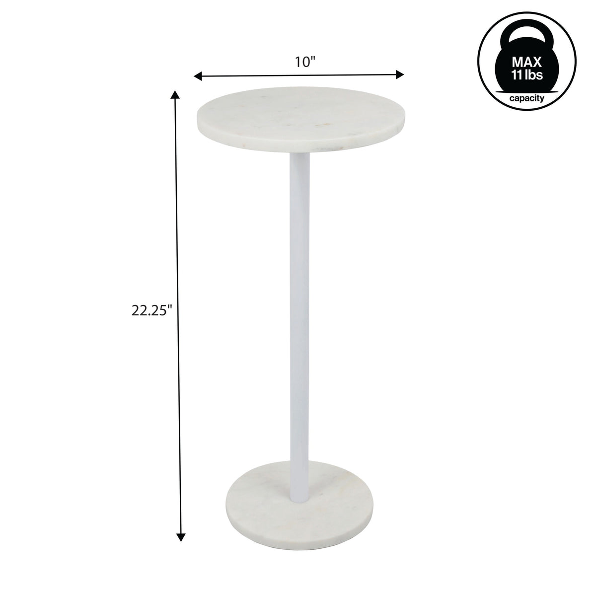 Birch 22.25" Contemporary Natural Marble/Metal Pedestal Drink Table