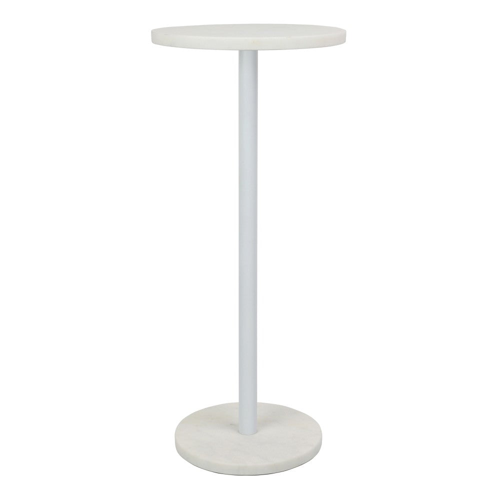 Birch 22.25" Contemporary Natural Marble/Metal Pedestal Drink Table