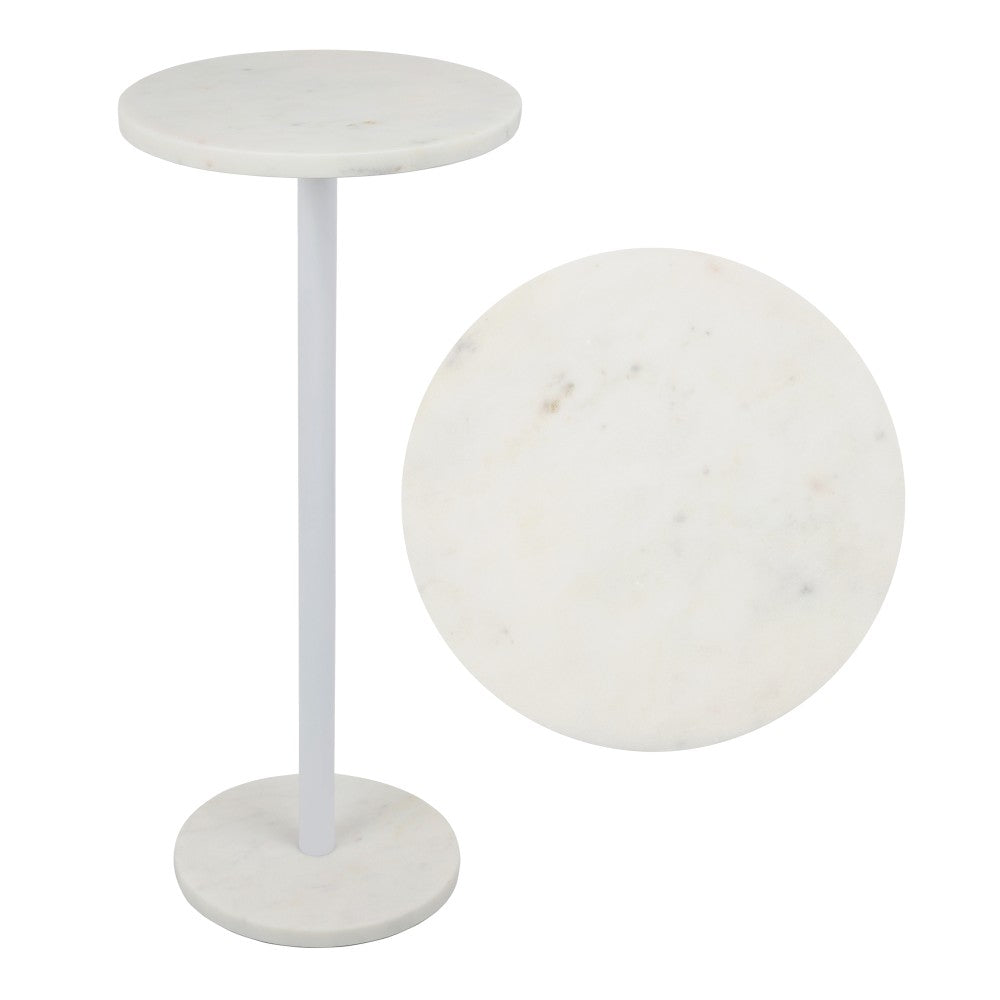 Birch 22.25" Contemporary Natural Marble/Metal Pedestal Drink Table