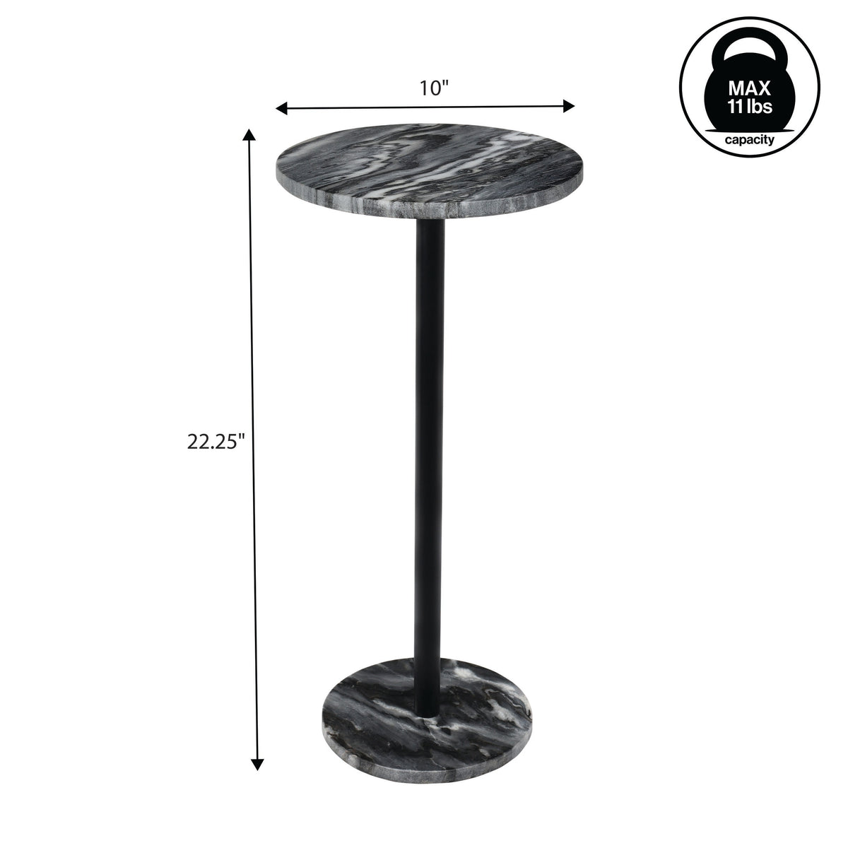 Birch 22.25" Contemporary Natural Marble/Metal Pedestal Drink Table