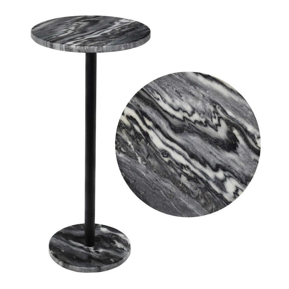 Birch 22.25" Contemporary Natural Marble/Metal Pedestal Drink Table