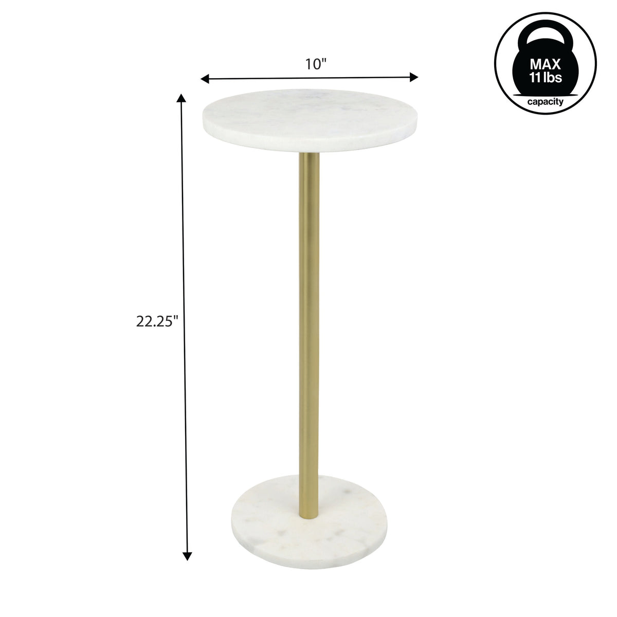 Birch 22.25" Contemporary Natural Marble/Metal Pedestal Drink Table