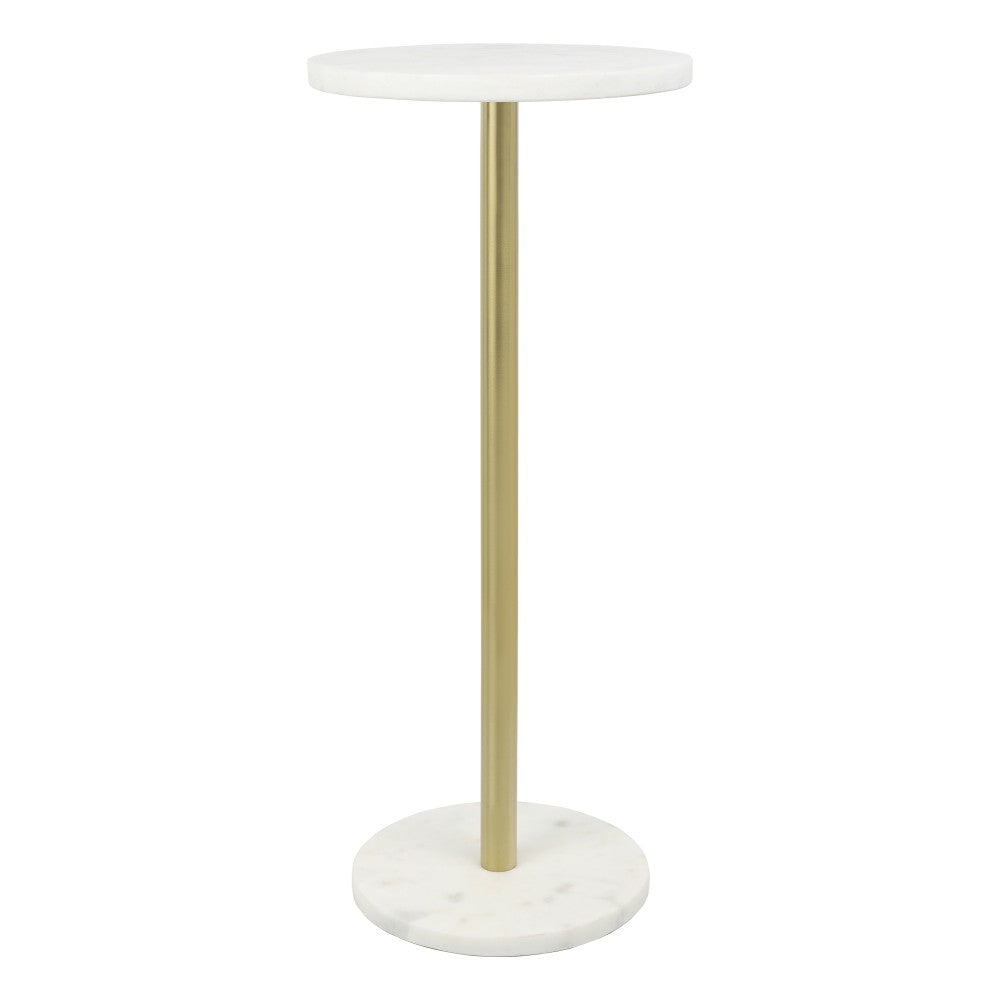 Birch 22.25" Contemporary Natural Marble/Metal Pedestal Drink Table