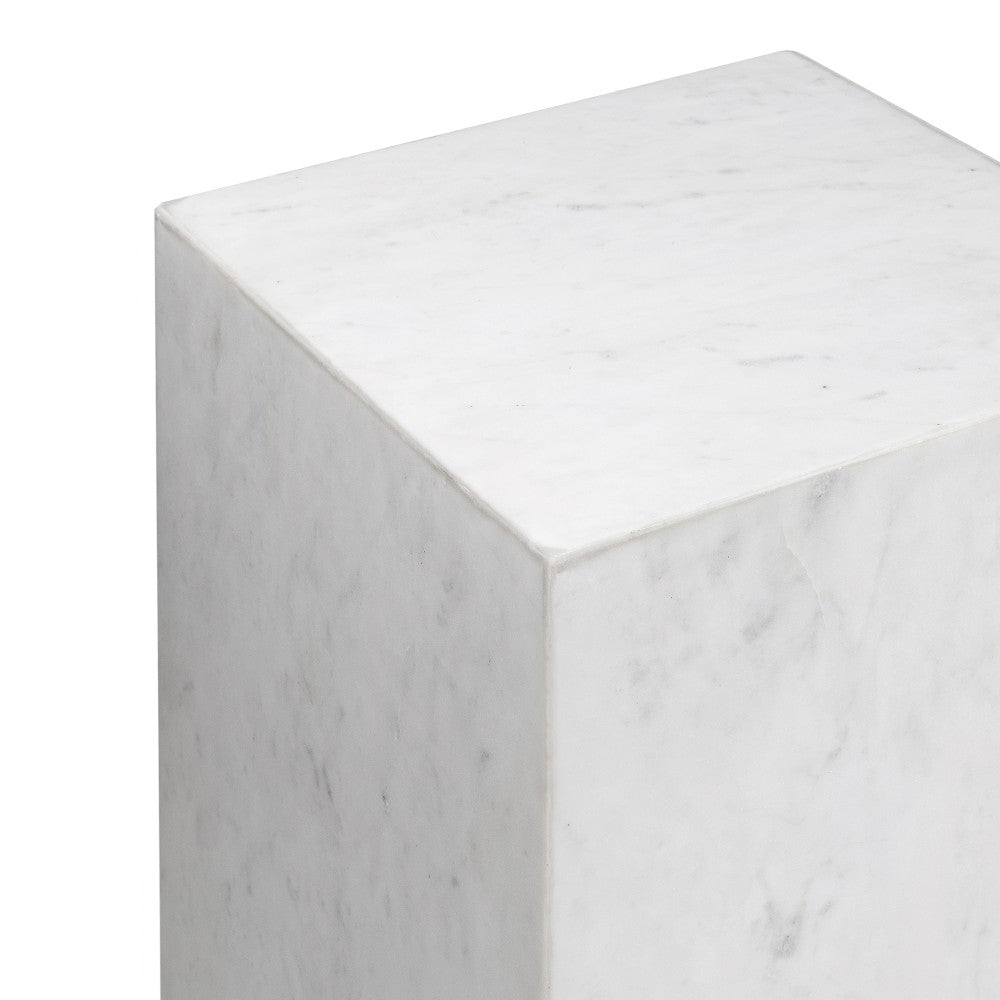 Reed 18" Contemporary Solid Natural Marble Handmade Square Plinth Block Pedestal End Table