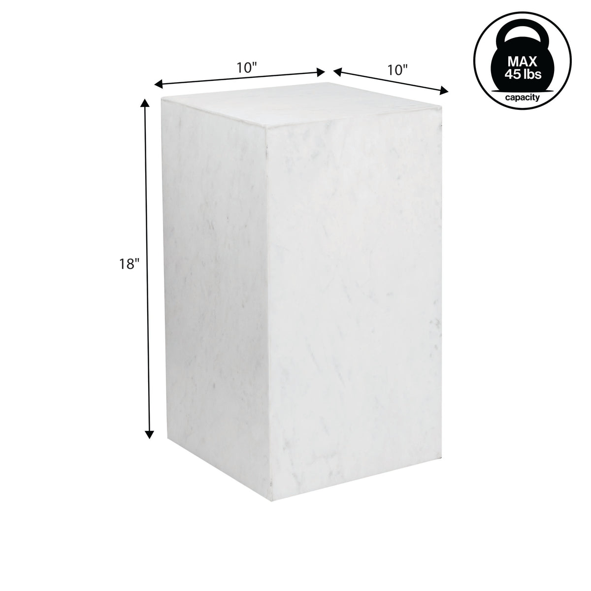 Reed 18" Contemporary Solid Natural Marble Handmade Square Plinth Block Pedestal End Table