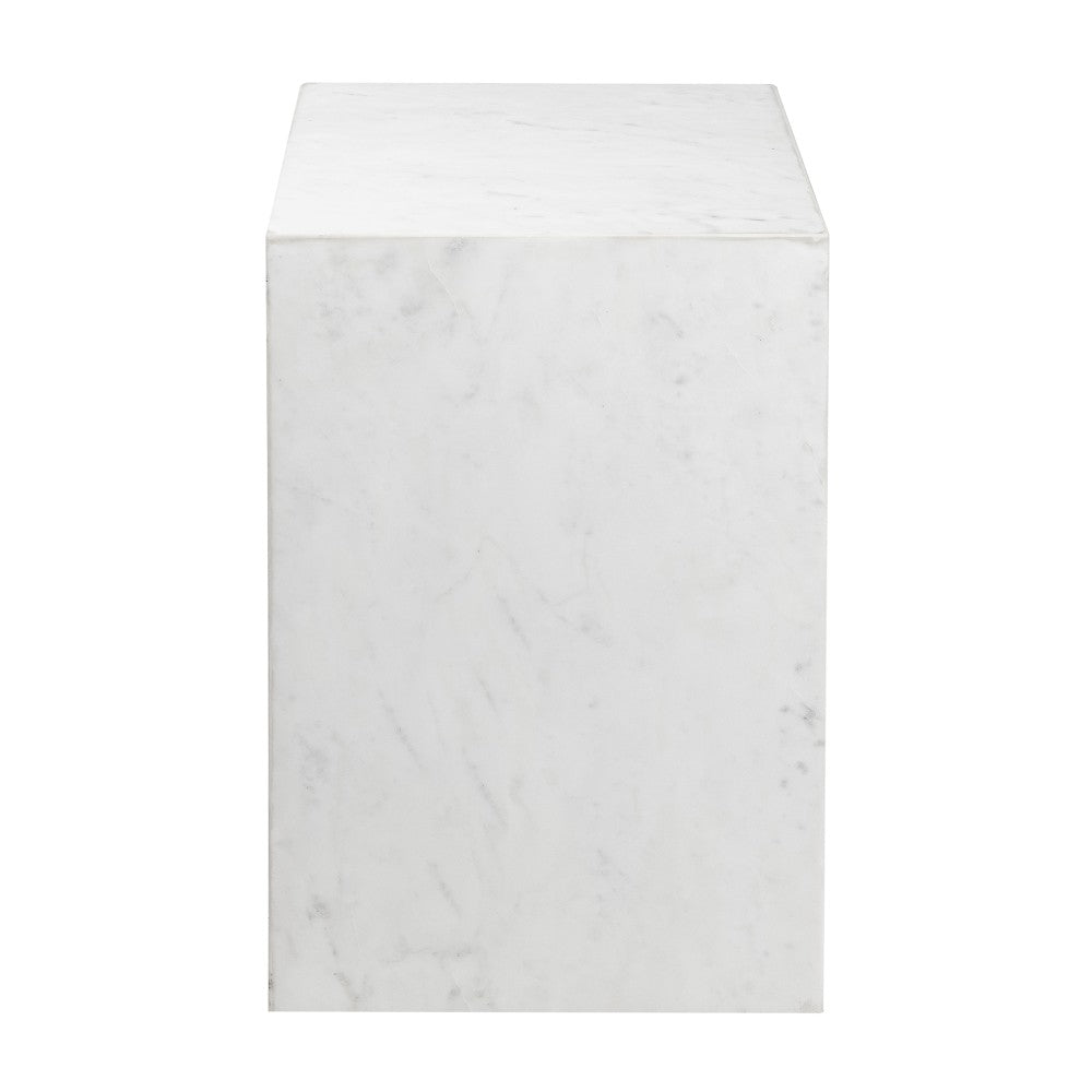 Reed 18" Contemporary Solid Natural Marble Handmade Square Plinth Block Pedestal End Table