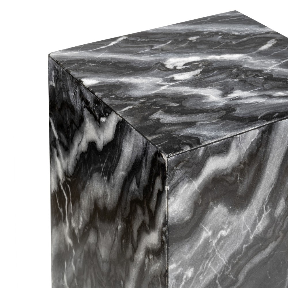 Reed 18" Contemporary Solid Natural Marble Handmade Square Plinth Block Pedestal End Table