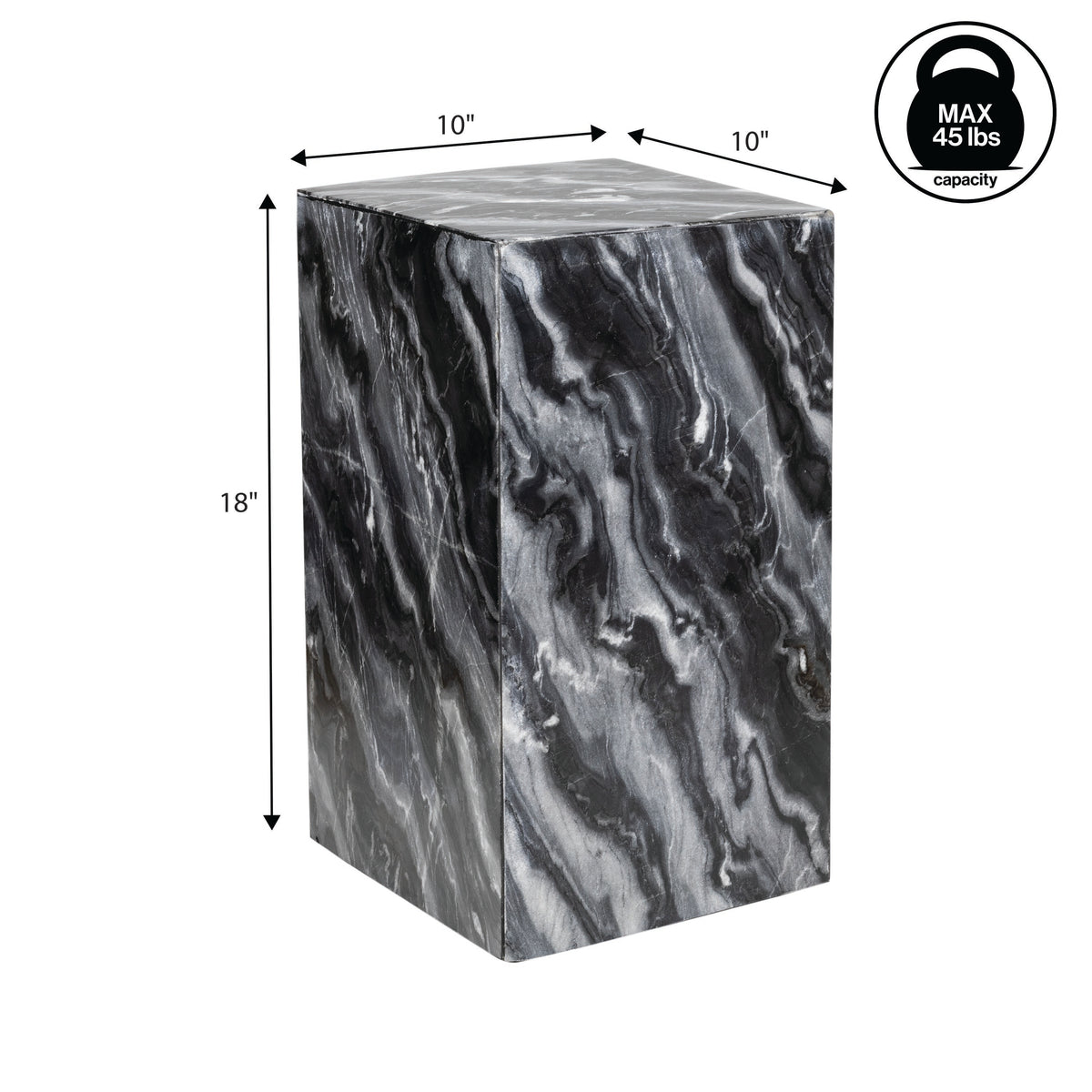 Reed 18" Contemporary Solid Natural Marble Handmade Square Plinth Block Pedestal End Table