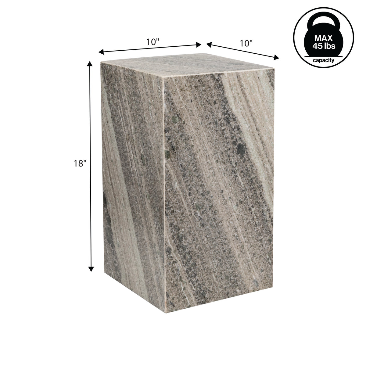 Reed 18" Contemporary Solid Natural Marble Handmade Square Plinth Block Pedestal End Table