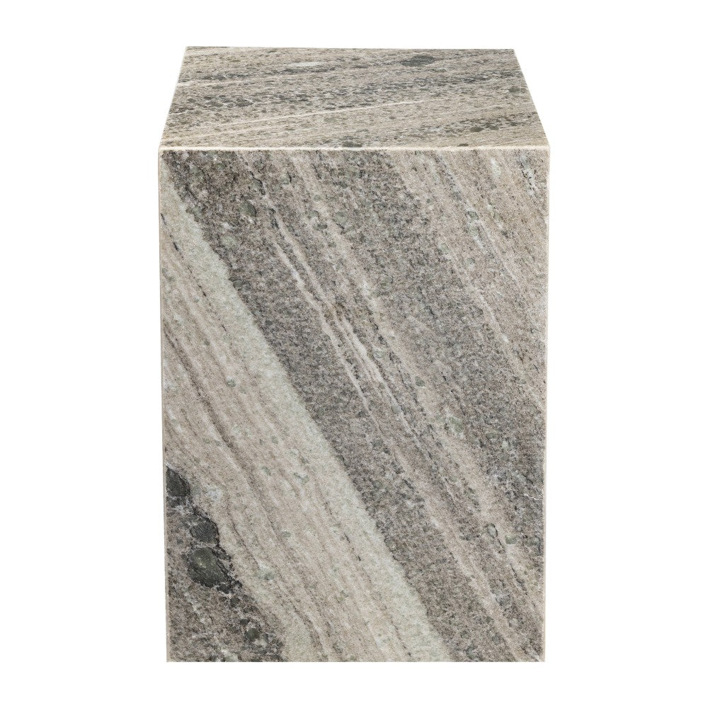 Reed 18" Contemporary Solid Natural Marble Handmade Square Plinth Block Pedestal End Table
