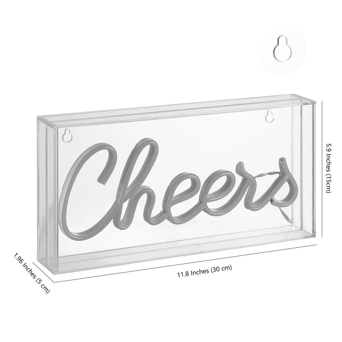 Clis 11.8" Contemporary Glam Acrylic Box USB Operated LED Neon Light, Yellow