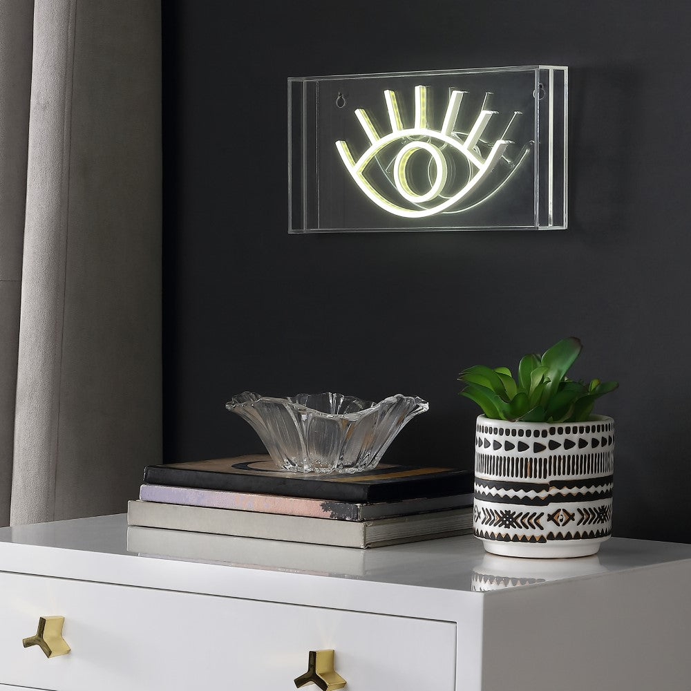 Hors 11.8" Contemporary Glam Acrylic Box USB Operated LED Neon Light, Yellow