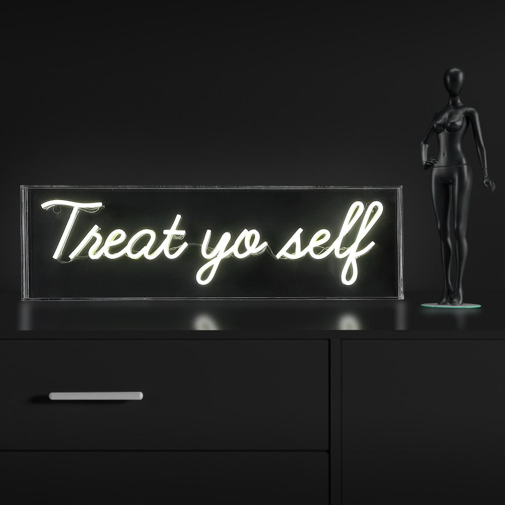 Poppy 20" Contemporary Glam Acrylic Box USB Operated LED Neon Light, Yellow