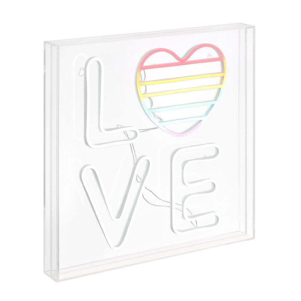 Live LOVE Square Contemporary Glam Acrylic Box USB Operated LED Neon Light