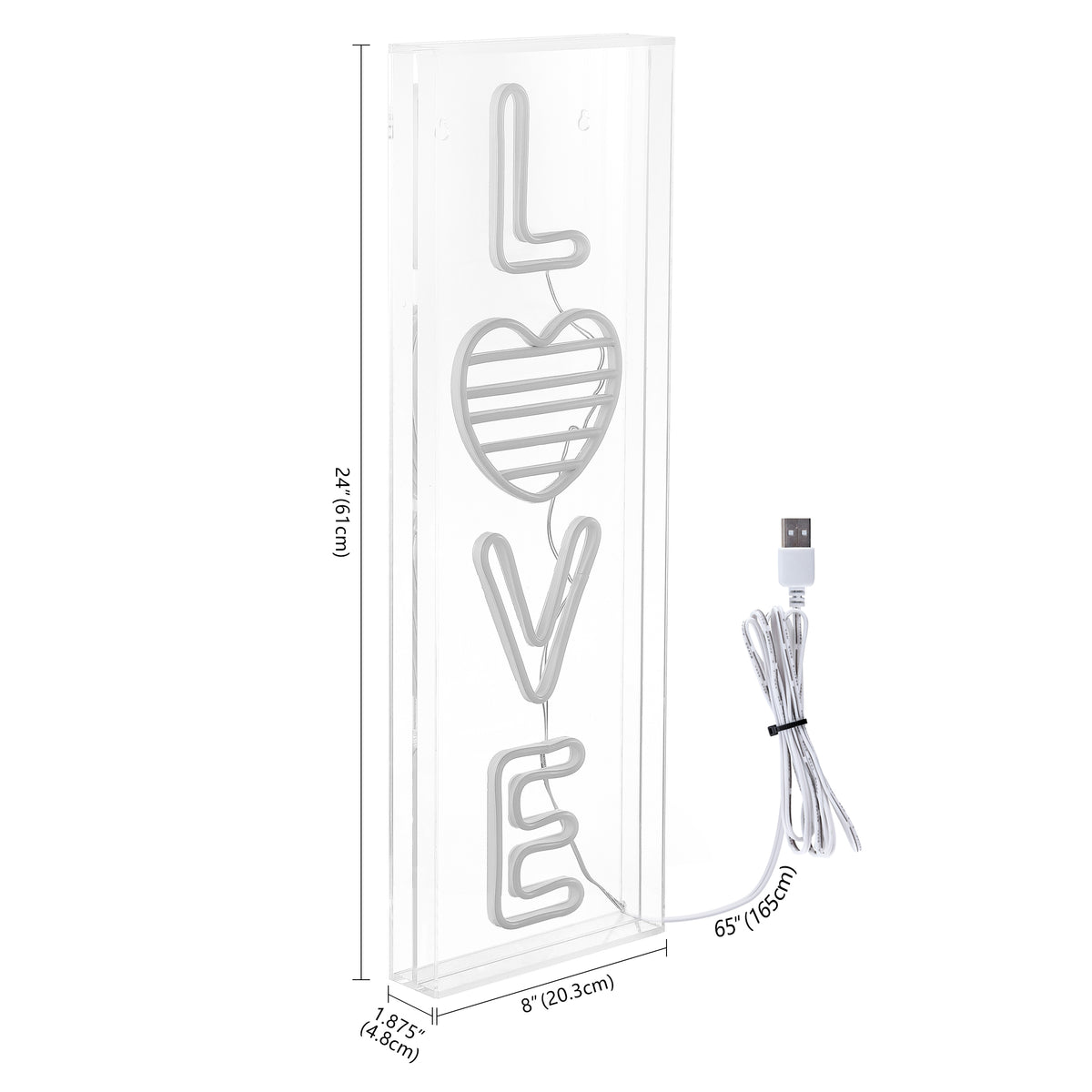 LOVE Contemporary Glam Acrylic Box USB Operated LED Neon Light