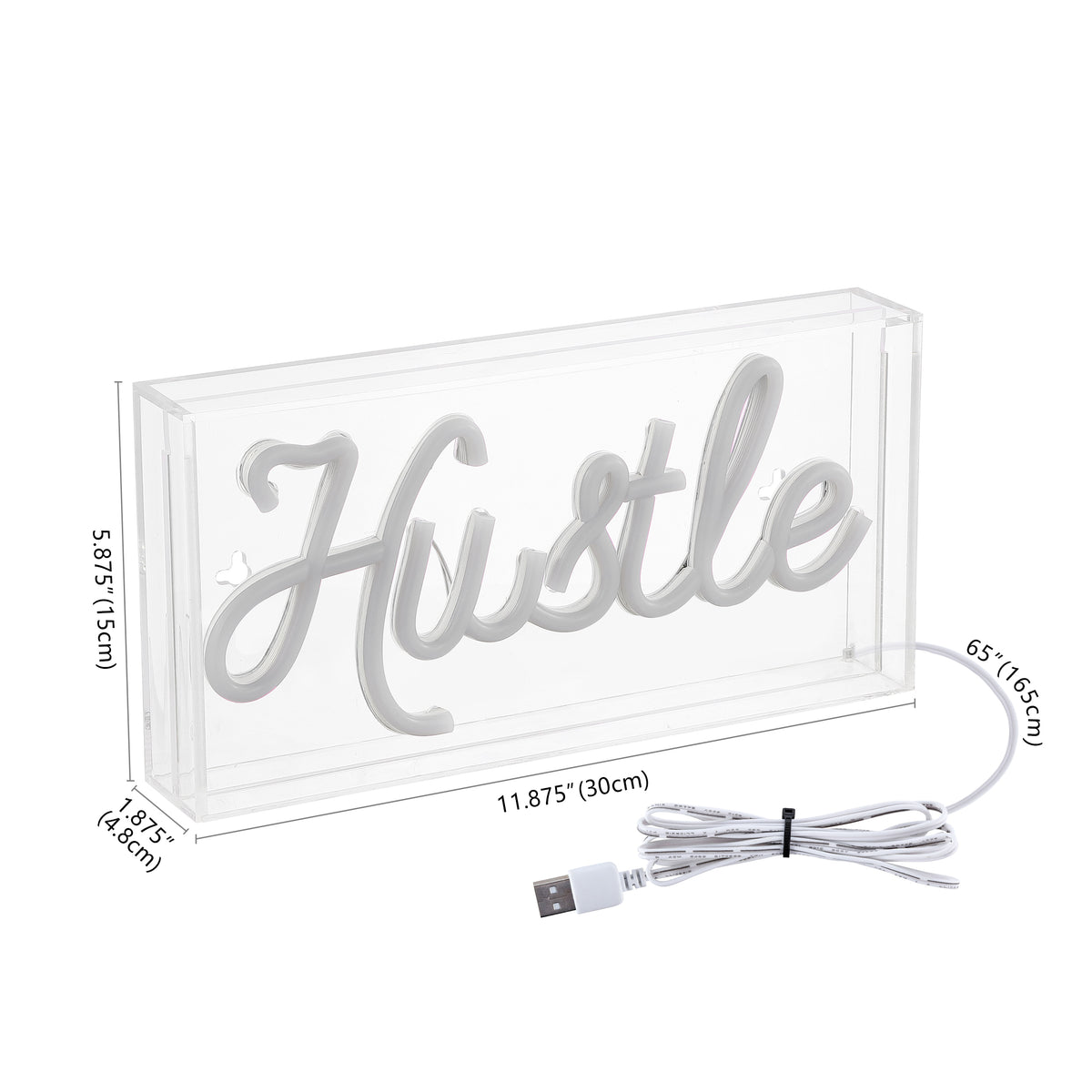 American Hustle Contemporary Glam Acrylic Box USB Operated LED Neon Light