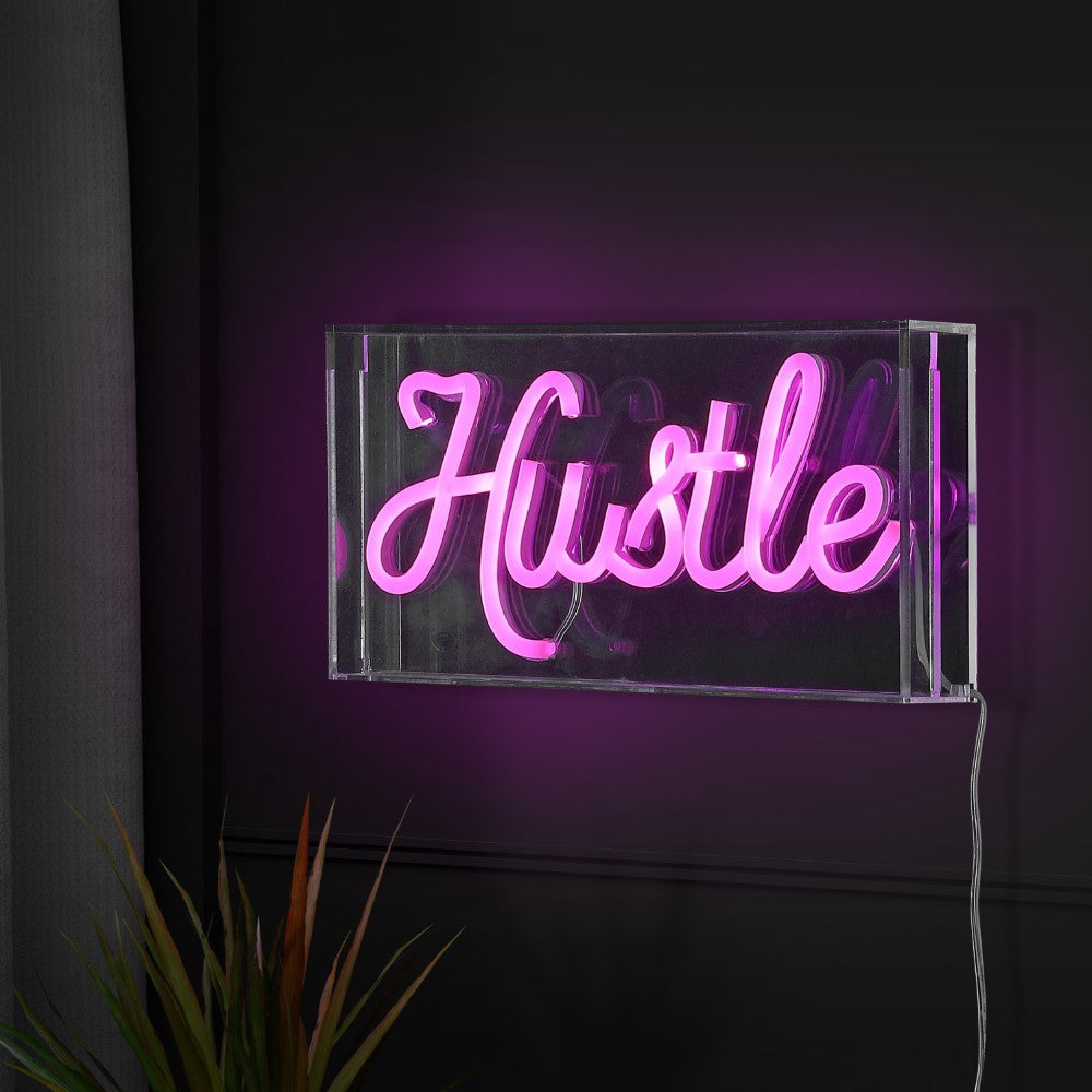 American Hustle Contemporary Glam Acrylic Box USB Operated LED Neon Light