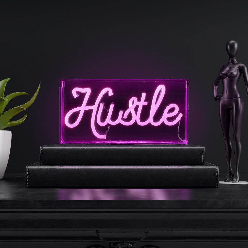 American Hustle Contemporary Glam Acrylic Box USB Operated LED Neon Light