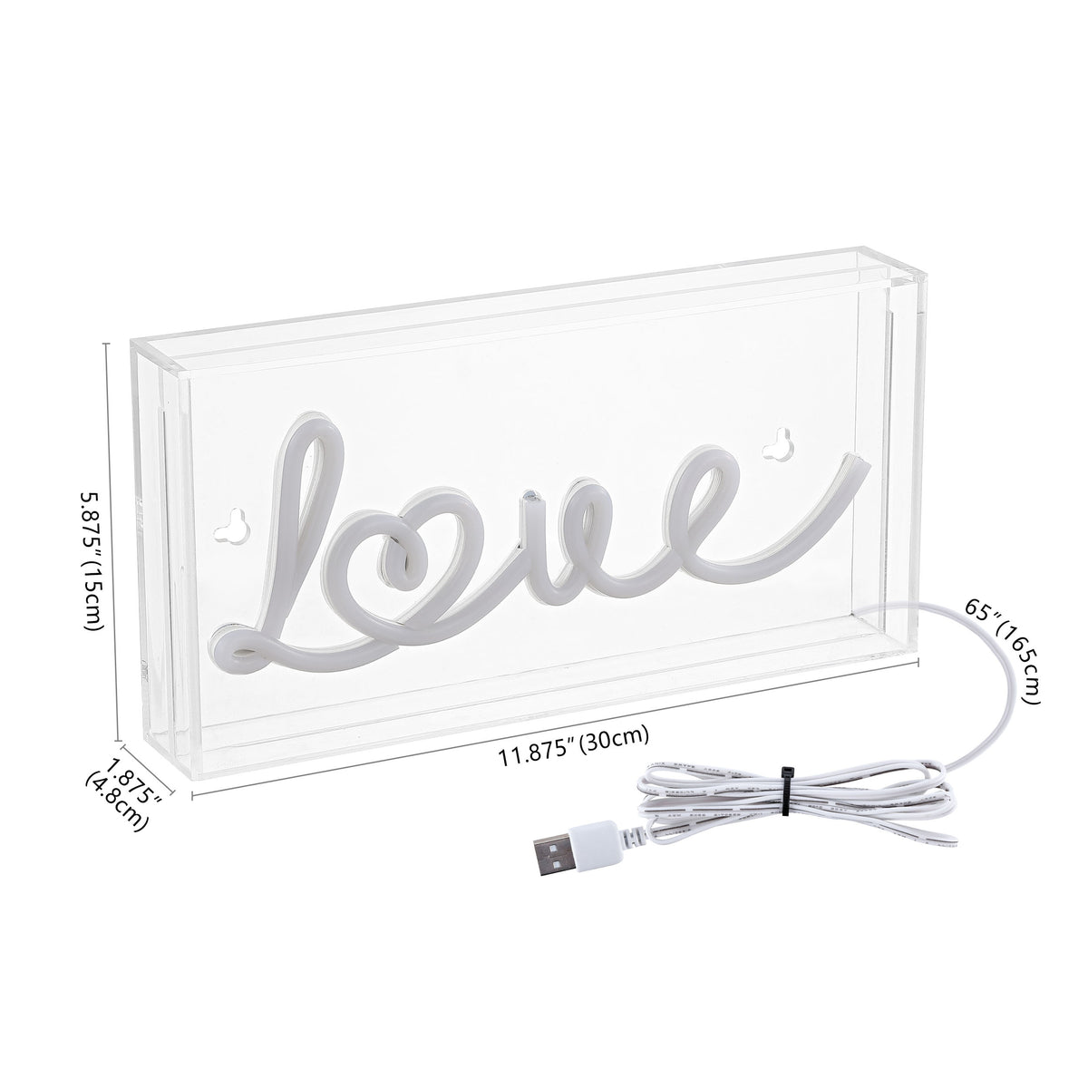 Decor Love Contemporary Glam Acrylic Box USB Operated LED Neon Light