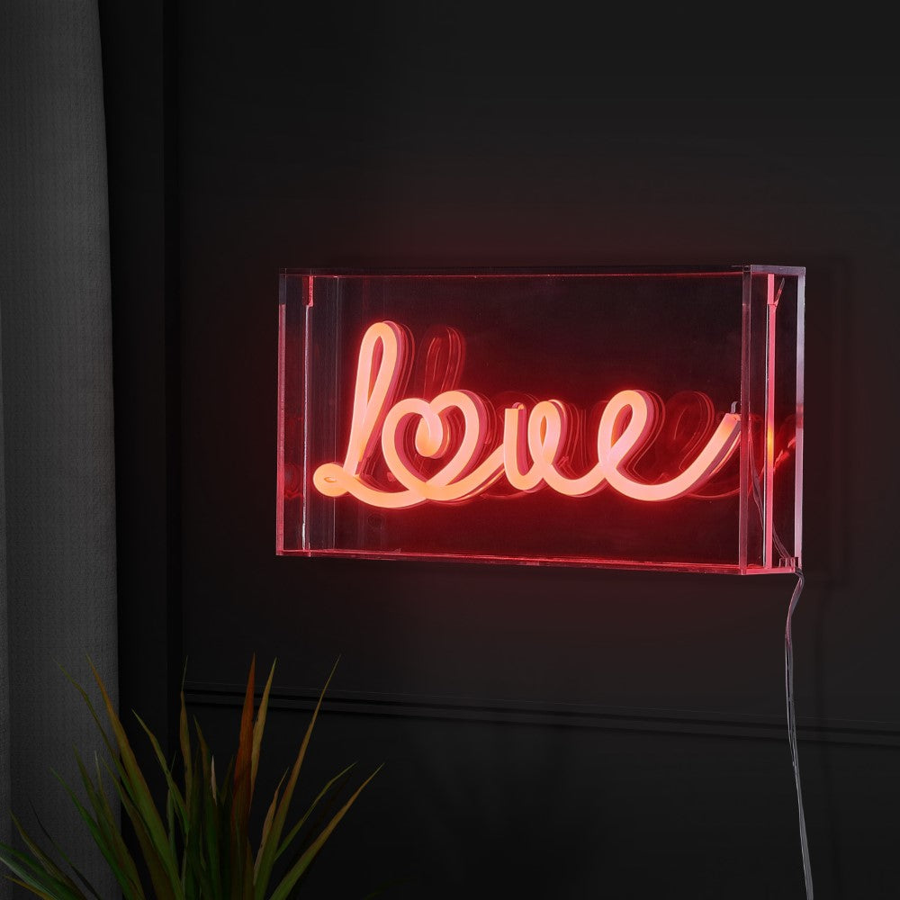 Decor Love Contemporary Glam Acrylic Box USB Operated LED Neon Light