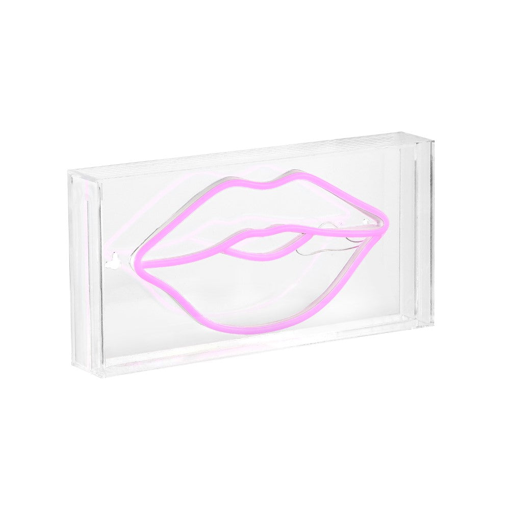 Sign FOR Lips Contemporary Glam Acrylic Box USB Operated LED Neon Light