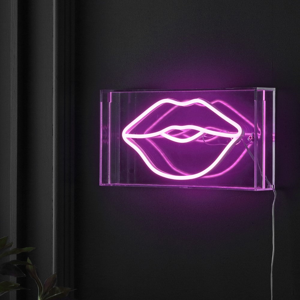 Sign FOR Lips Contemporary Glam Acrylic Box USB Operated LED Neon Light
