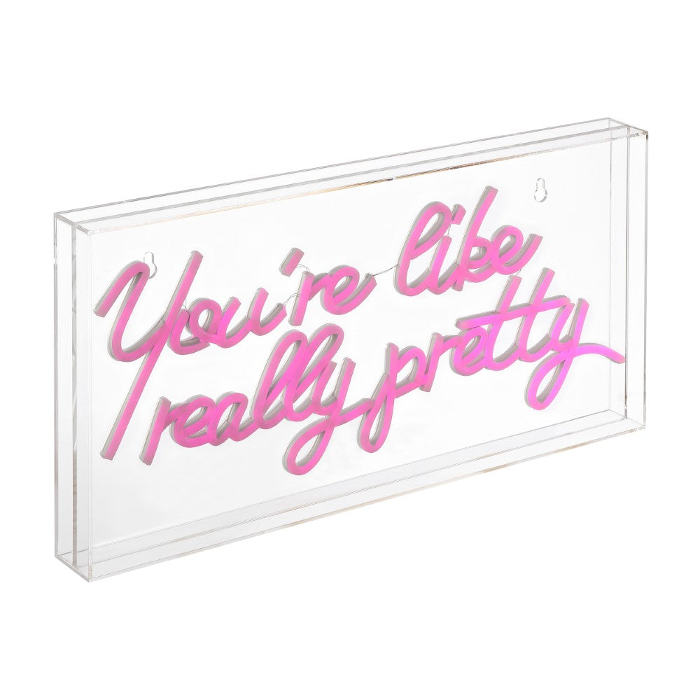Wedding You're Like Really Pretty Contemporary Glam Acrylic Box USB Operated LED Neon Light