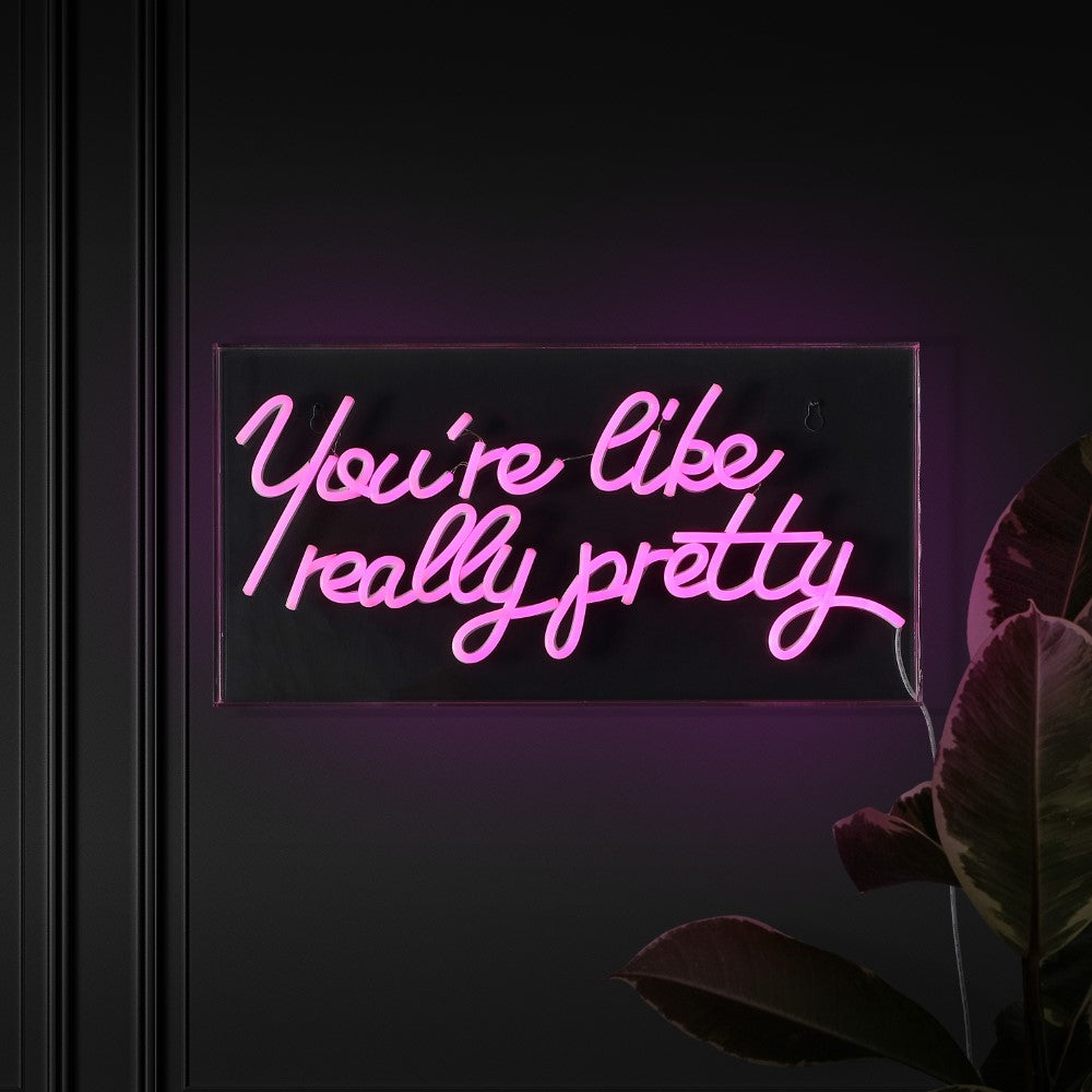 Wedding You're Like Really Pretty Contemporary Glam Acrylic Box USB Operated LED Neon Light