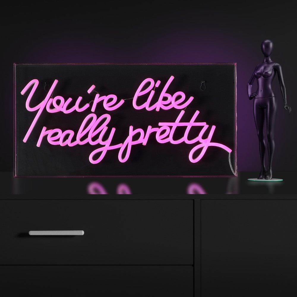 Wedding You're Like Really Pretty Contemporary Glam Acrylic Box USB Operated LED Neon Light