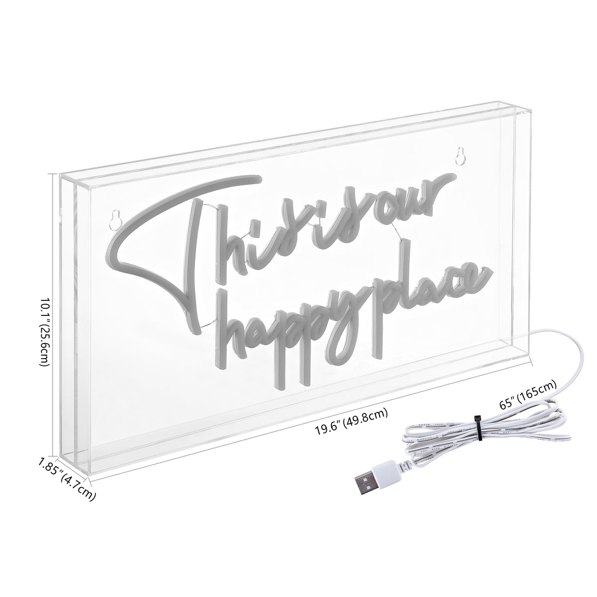 Sign Board This Is Your Happy Place Contemporary Glam Acrylic Box USB Operated LED Neon Light