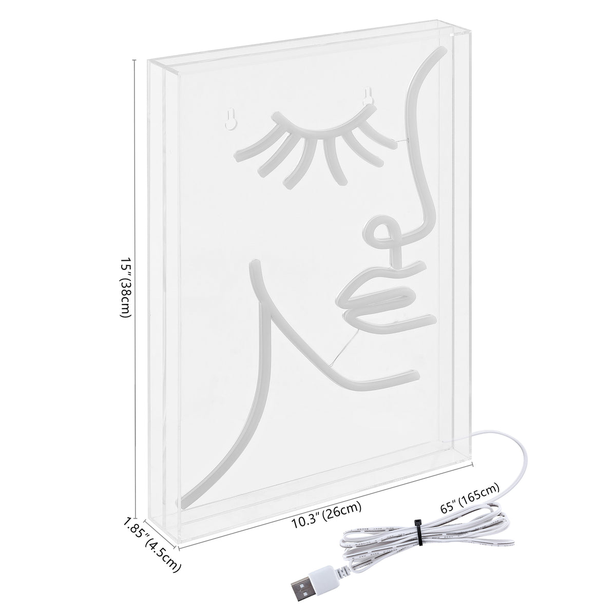 ETA Half-Face Contemporary Glam Acrylic Box USB Operated LED Neon Light