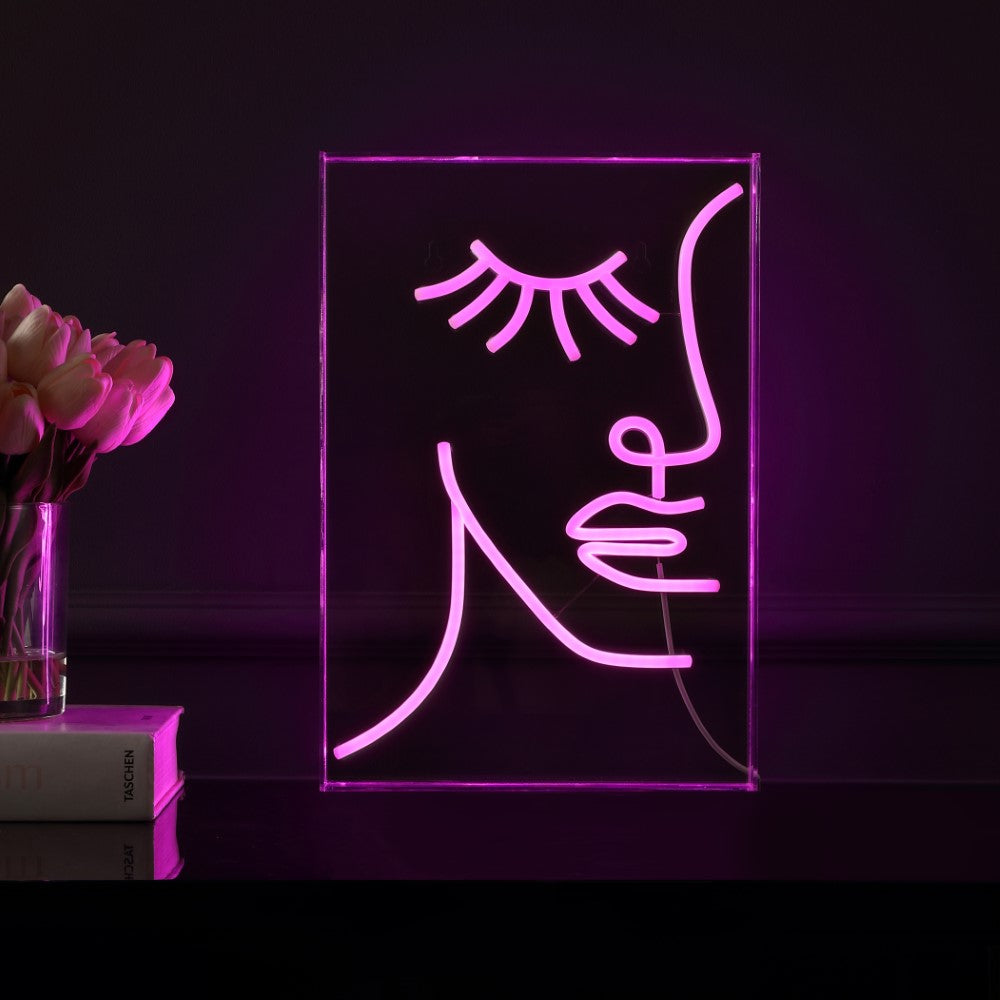 ETA Half-Face Contemporary Glam Acrylic Box USB Operated LED Neon Light