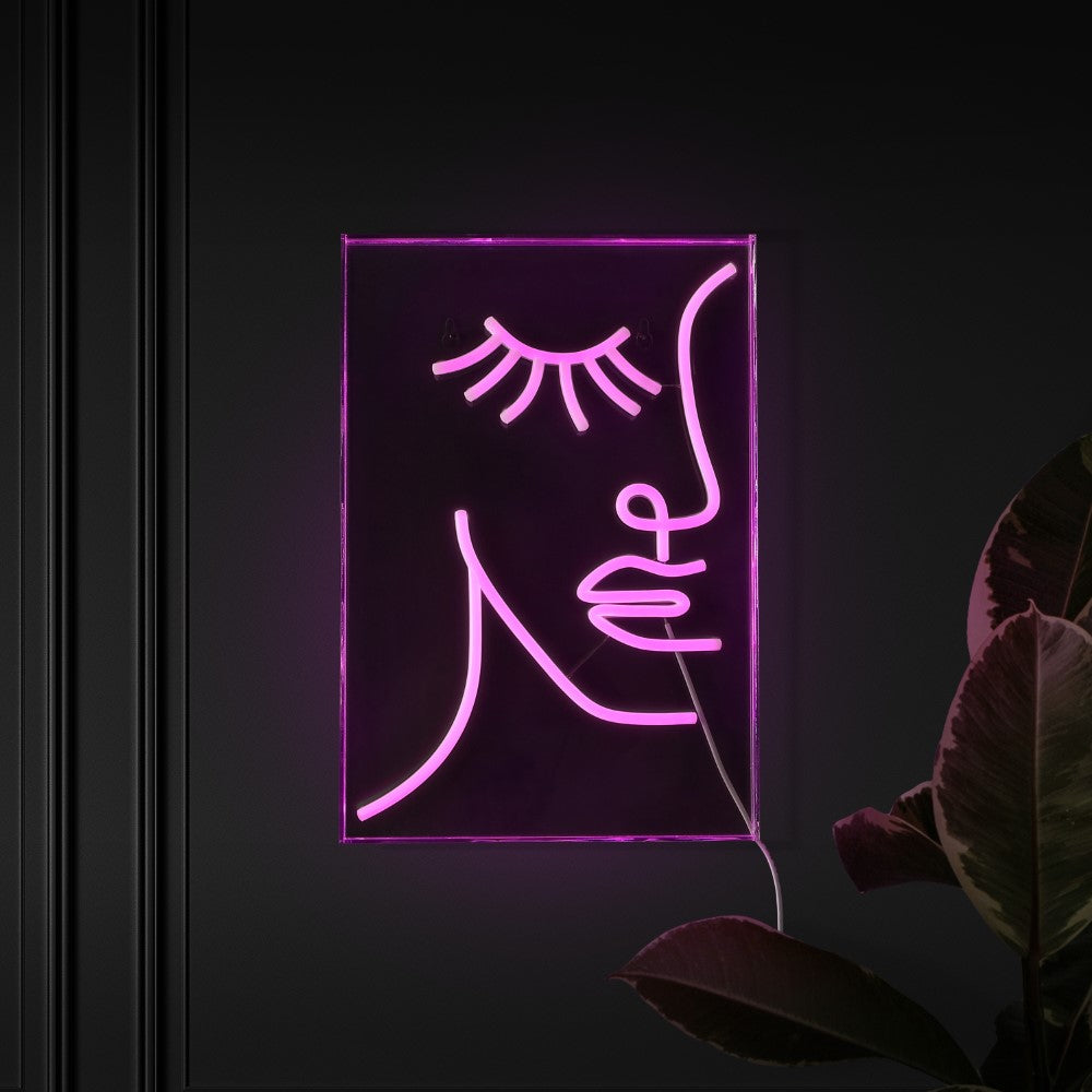 ETA Half-Face Contemporary Glam Acrylic Box USB Operated LED Neon Light