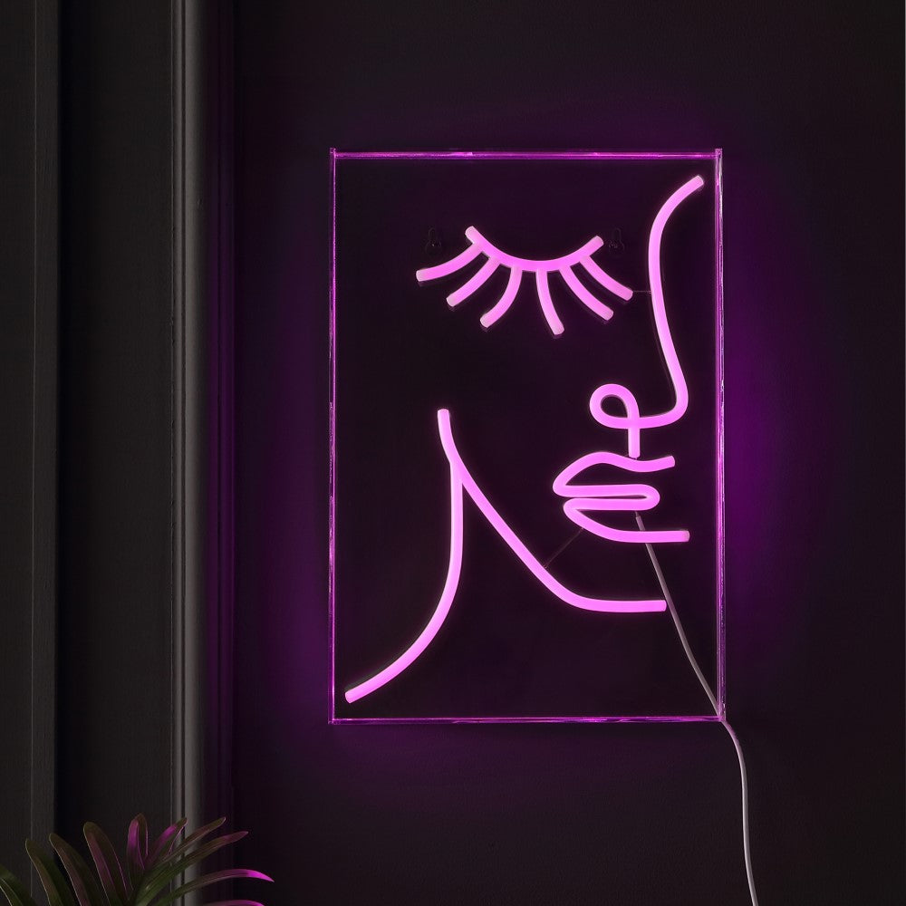 ETA Half-Face Contemporary Glam Acrylic Box USB Operated LED Neon Light