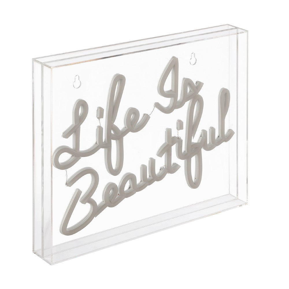 Party Life is Beautiful Contemporary Glam Acrylic Box USB Operated LED Neon Light