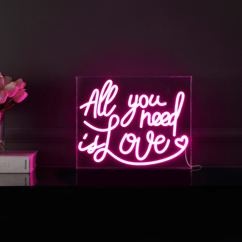 Diy All You Need Is Love Contemporary Glam Acrylic Box USB Operated LED Neon Light