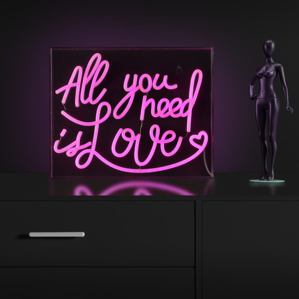 Diy All You Need Is Love Contemporary Glam Acrylic Box USB Operated LED Neon Light