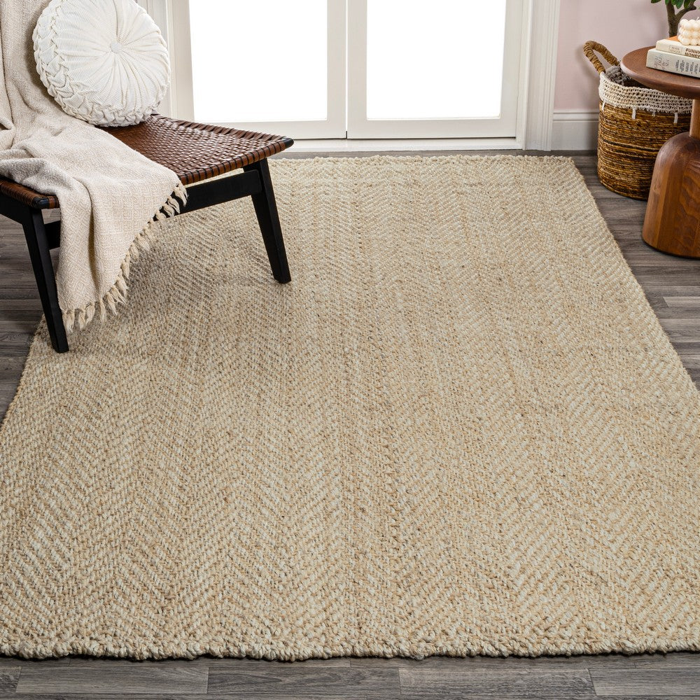 Lolland Hand Woven Herringbone Chunky Jute Area Rug