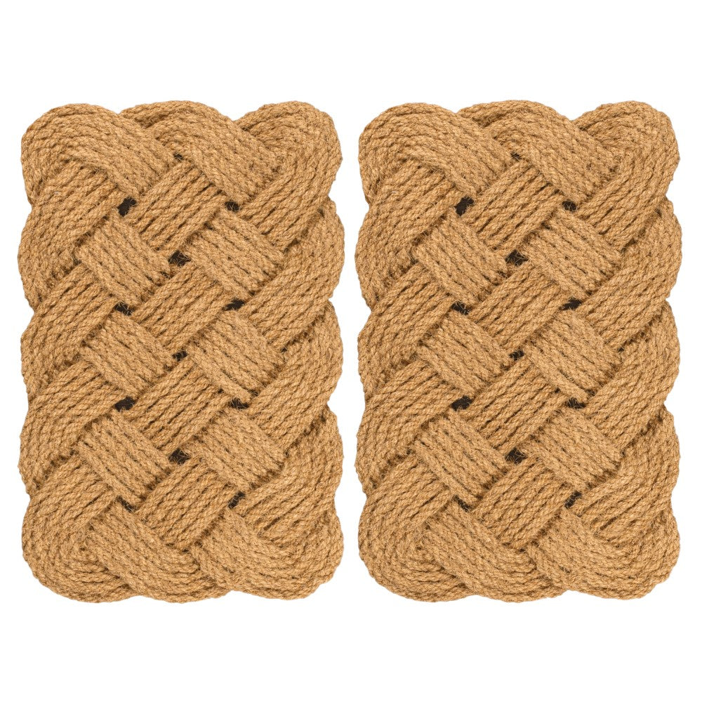 Ocean Classic Coastal Scalloped Basketweave Indoor/Outdoor Coir Mat