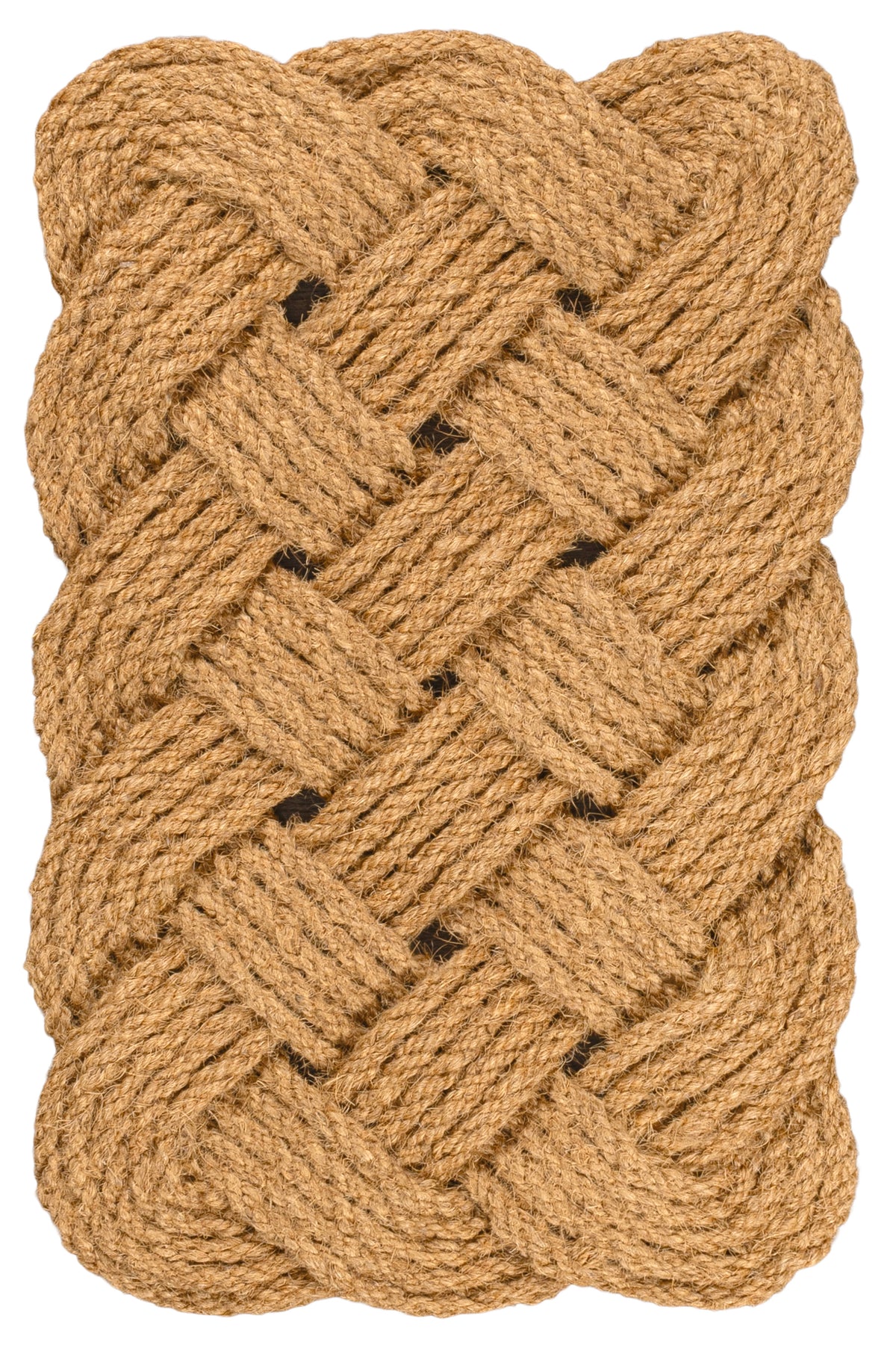 Ocean Classic Coastal Scalloped Basketweave Indoor/Outdoor Coir Mat