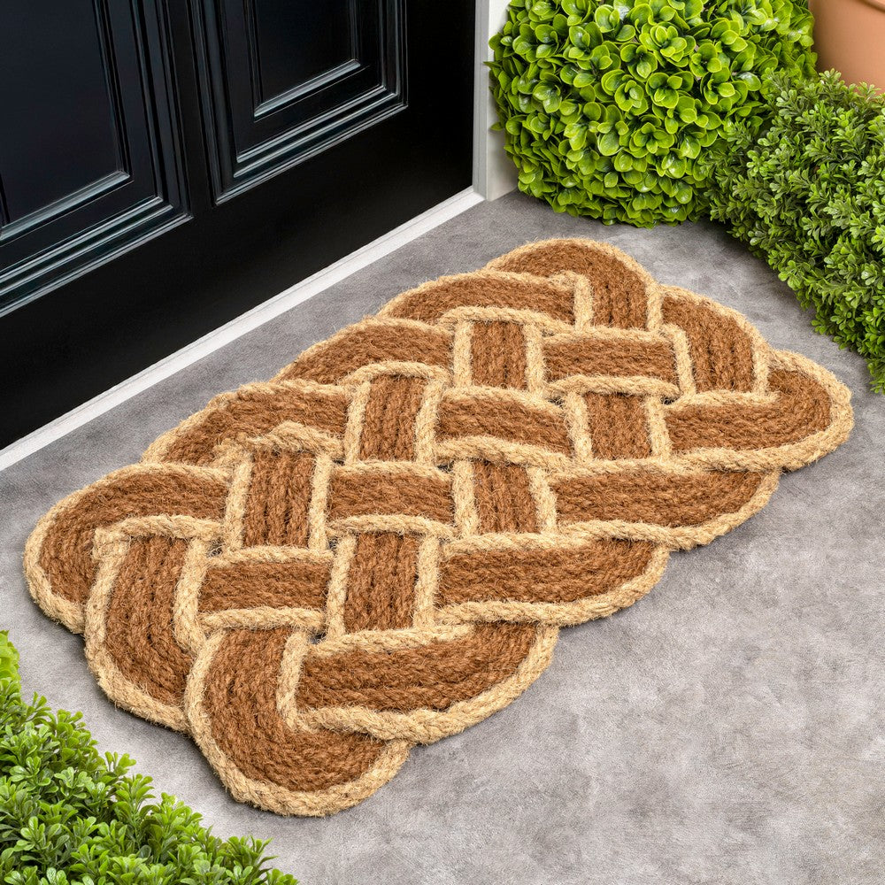Ocean Classic Coastal Scalloped Basketweave Indoor/Outdoor Coir Mat