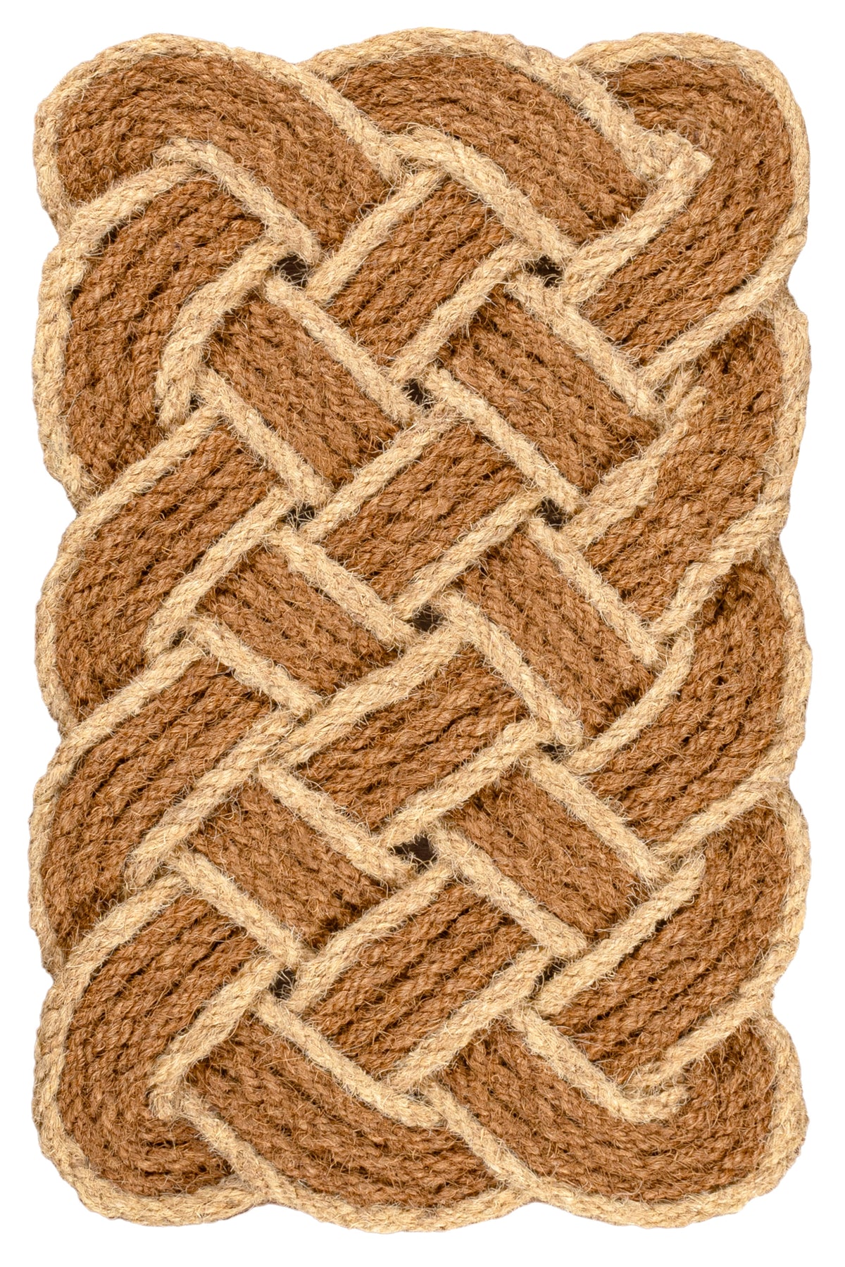 Ocean Classic Coastal Scalloped Basketweave Indoor/Outdoor Coir Mat